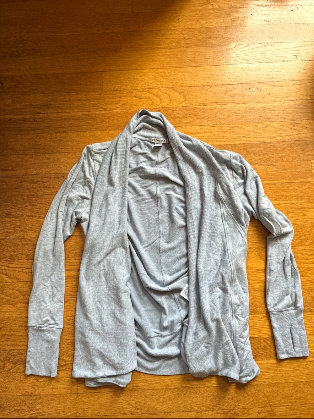 Athleta Soft Light Blue Open-Front Draped Cardigan